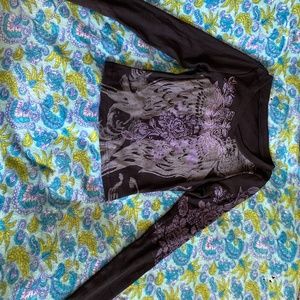 Floral Rhinestone Long sleeve Crop Top